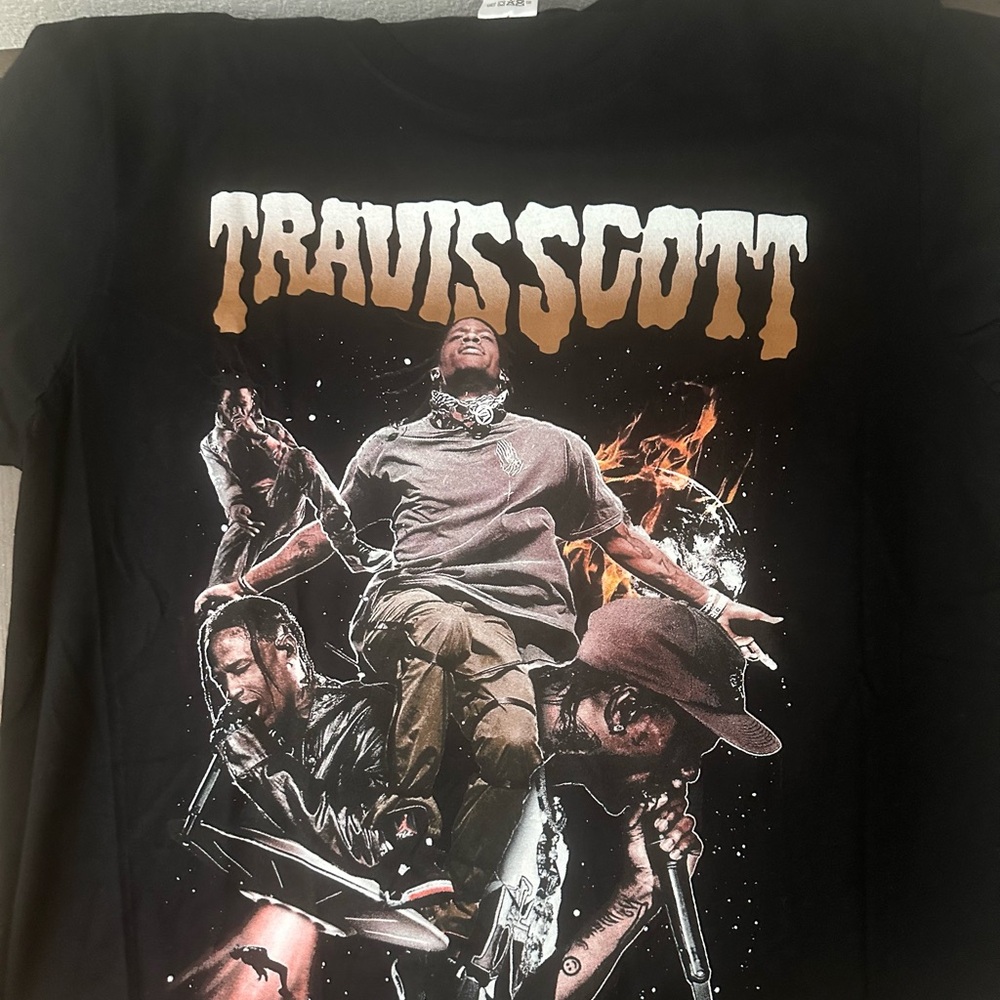 Travis Scott Black Short Sleeve Tee with Vintage Graphic